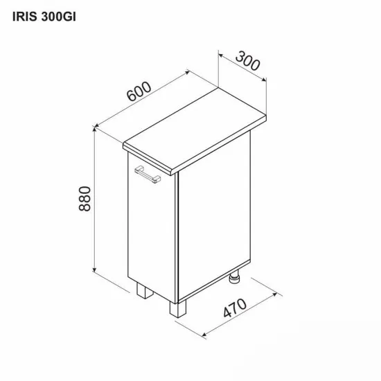 Нижний кухонный шкаф Ambianta Iris 300 GI, Alb Samoa