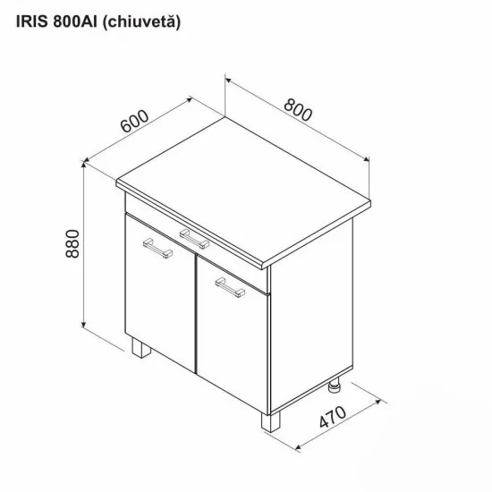 Modul inferior Ambianta Iris 800 AI chiuveta, Gri