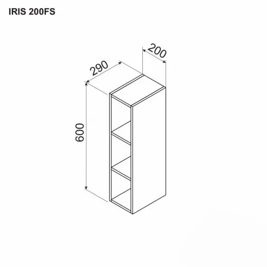 Верхний кухонный шкаф Ambianta Iris 200 FS полки, Серый