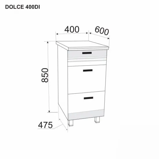 Modul inferior Ambianta Dolce 400 DI 3 sertare, Wenge