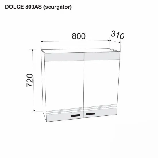 Верхний кухонный шкаф Ambianta Dolce 800 AS под сушилку, Серый