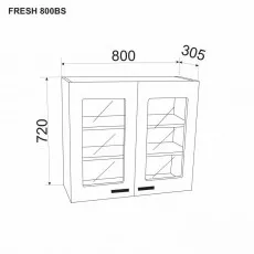 Modul superior Ambianta Fresh 800 BS usi cu sticla, Cappuccino