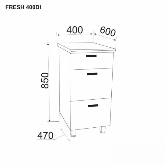 Modul inferior Ambianta Fresh 400 DI 3 sertare, Cappuccino