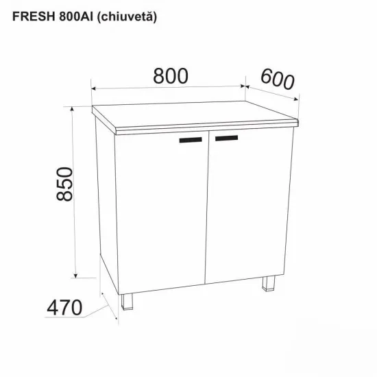 Modul inferior Ambianta Fresh 800 AI chiuveta, Bordo