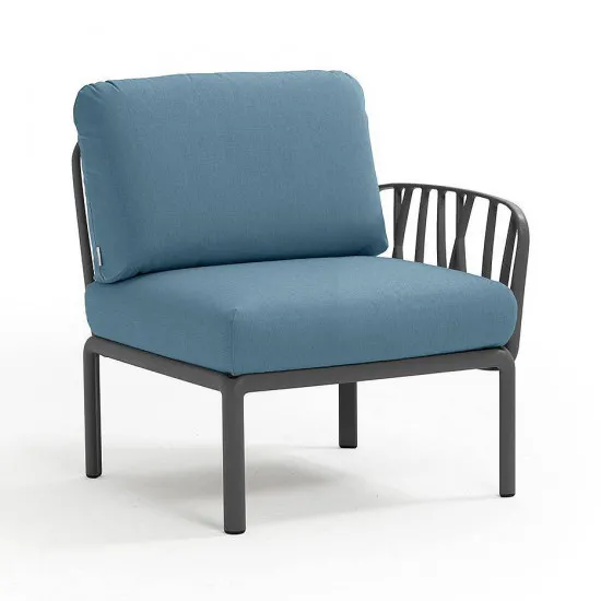 Fotoliu pentru gradina modul dreapta / stânga Nardi Komodo Elemento Terminale DX/SX 40372.02.142 Antracite/Adriatic Sunbrella