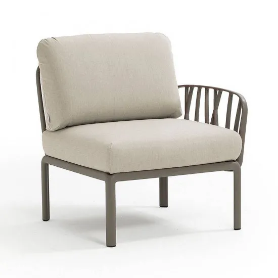 Fotoliu pentru gradina modul dreapta / stânga Nardi Komodo Elemento Terminale DX/SX 40372.10.131 Tortora/Tech Panama cu stofa hidrofuga rezistentă la apă