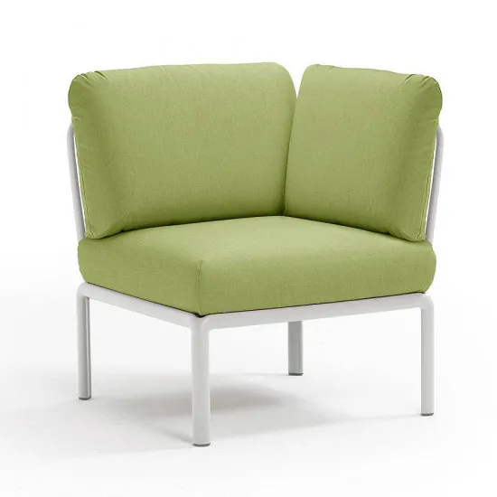 Fotoliu pentru gradina modul de colt Nardi Komodo Elemento Angolo 40374.00.139 Bianco/Avocado Sunbrella