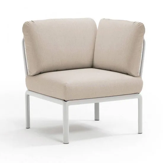 Fotoliu pentru gradina modul de colt Nardi Komodo Elemento Angolo 40374.00.131 Bianco/Tech Panama cu stofa hidrofuga rezistentă la apă