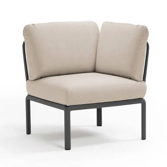 Fotoliu pentru gradina modul de colt Nardi Komodo Elemento Angolo 40374.02.131 Antracite/Tech Panama cu stofa hidrofuga rezistentă la apă