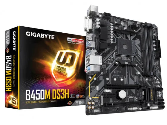 Плата материнская GIGABYTE B450M DS3H (AM4/AMD B450)