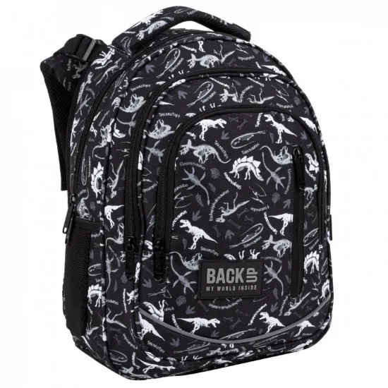 Rucsac şcolar BackUP Dinosaury Black/Grey (PLB4R114)