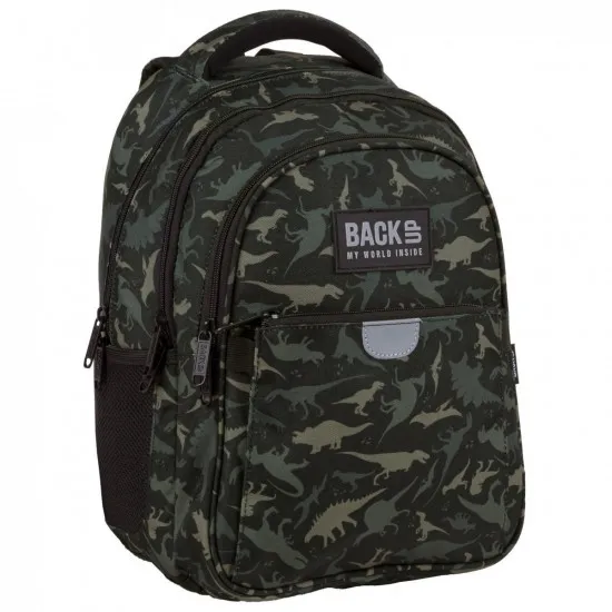 Rucsac şcolar BackUP Dinosaury Moro khaki (PLB4P113)