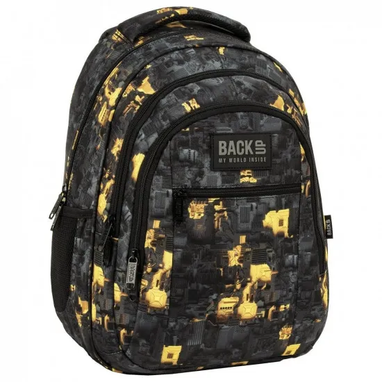 Рюкзак школьный BackUP Machine Black/Orange (PLB5O45)