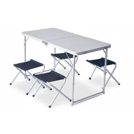 Masa È?i scaune pliante pentru camping Pinguin Set table + 4 stools Petrol Blue