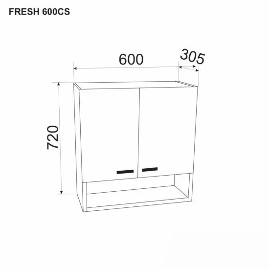 Верхний кухонный шкаф Ambianta Fresh 600 CS, Серый