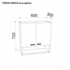 Modul superior Ambianta Fresh 600 AS scurgator, Gri