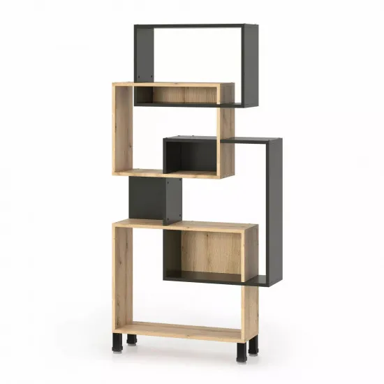 Стеллаж Fabrik Home Josse, 90x25x181 см, Антрацит/Дуб эвок