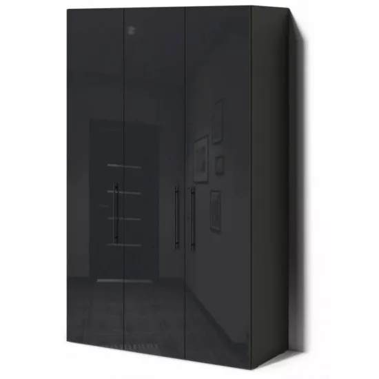 Dulap FabrikHome Hardy (135x220) 3 uși, Antracit Glossy