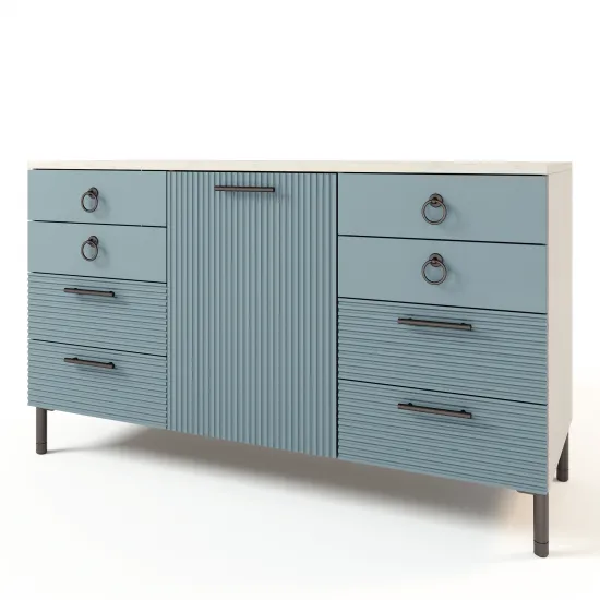 Comodă ML-Mobila Velvet №12 (150 cm), Kraft White/ Laguna soft