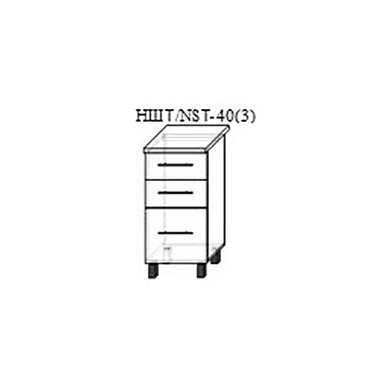 Нижний кухонный шкаф Bafimob НШТ-40(3) Blum (Tandenbox Antaro) МДФ (плёнка), Алебастр