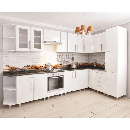 Bucatarie modulara Bafimob de colÈ? 3,4Ñ?1,7 m (MDF High Gloss), Alb