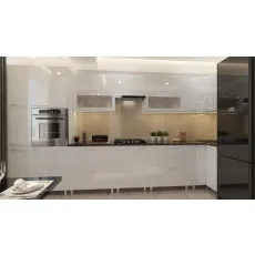 Bucatarie de colț Bafimob Eco 4,1х0,9 m (MDF High Gloss) sertare cu bile si amortizare, Alb