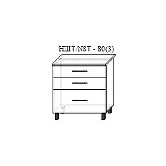 Нижний кухонный шкаф Bafimob НШТ-80(3) Blum (Tandenbox Antaro) МДФ (High Gloss), Антрацит