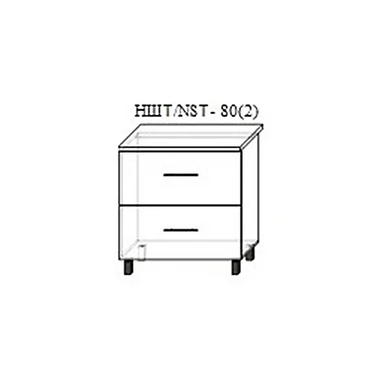 Нижний кухонный шкаф Bafimob НШТ-80(2) Blum (Tandenbox Antaro) МДФ (High Gloss), Серый