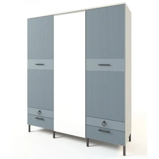 Dulap ML-Mobila Velvet N6 (180 cm), Kraft White/ Laguna soft