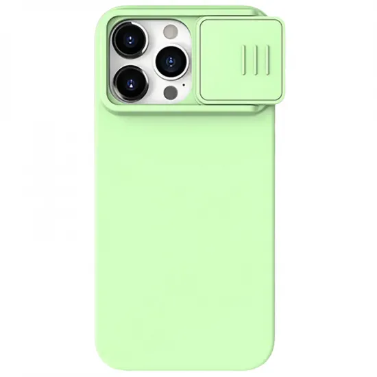 Husă Nilkin CamShield Silky Silicone pentru iPhone 15 Pro, Mint Green