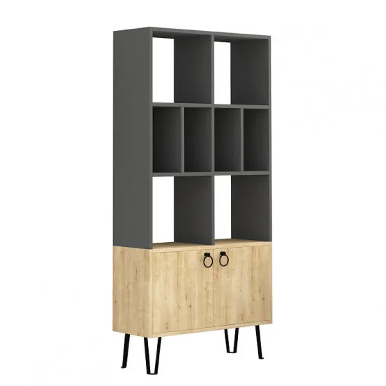 Стеллаж Showdeko Bene, 80x30x166 см, Anthracite/Oak
