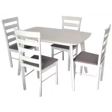 Set de mobilă Eva masa COOPER White + 4 scaune GLORIA (White, NV-10WP Grey )