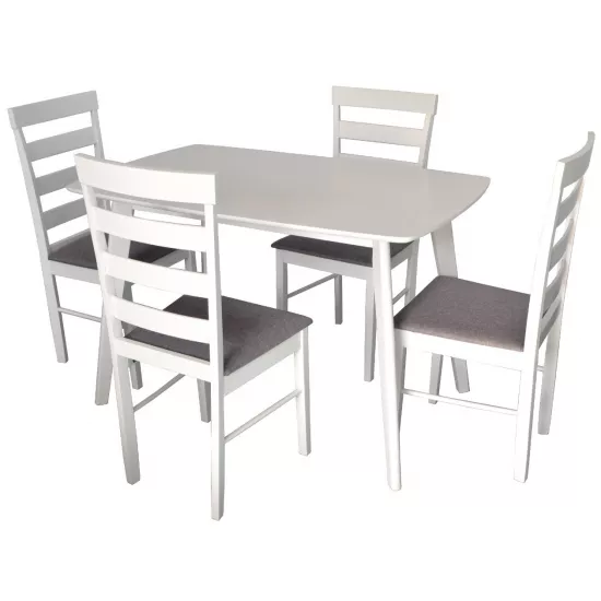 Set de mobilă Eva masa COOPER White + 4 scaune GLORIA (White, NV-10WP Grey )