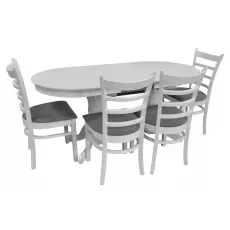 Set de mobilă Eva masa HV-31N White + 4 scaune COCO (White, NV-10WP Grey )