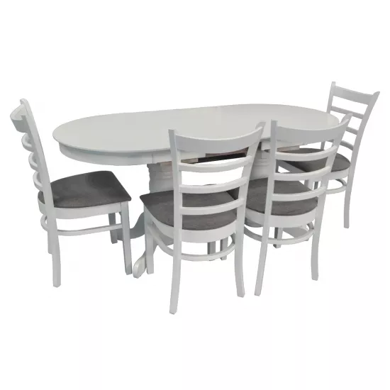 Set de mobilÄ? Eva masa HV-31N White + 4 scaune COCO (White, NV-10WP Grey )
