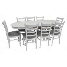 Set de mobilă Eva Masa HV-31N White + 8 scaune COCO (White, NV-10WP Grey)