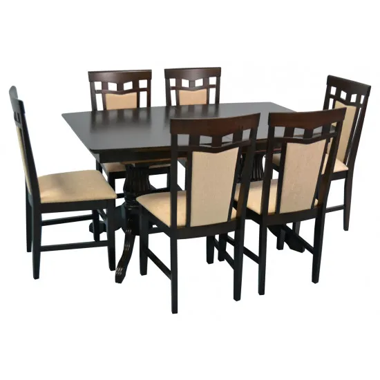 Set de mobilă Eva Masa HV-32V Chocolate + 6 scaune DEPPA R (Chocolate, F-787 Beige )