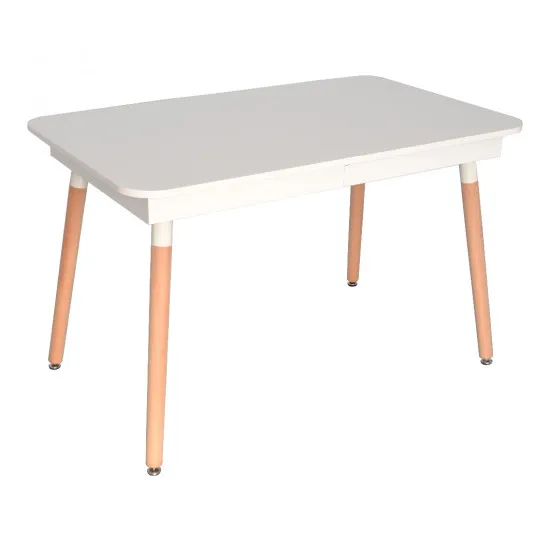 Masă de bucătărie extensibilă Eva DT-432-1R Wo, White/Wood