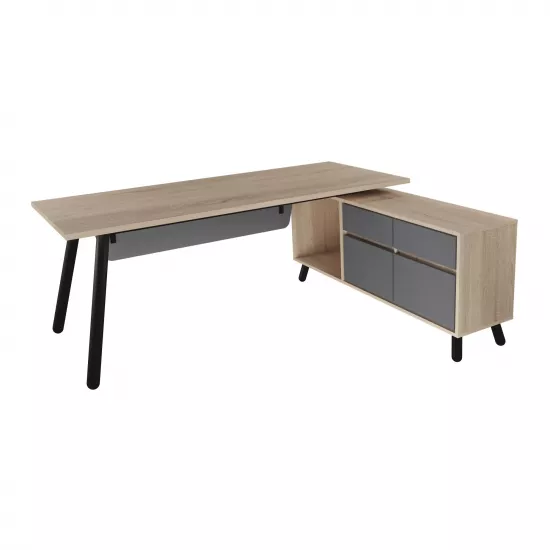 Masa de birou Decoprim Fusion+Box, 200x80/155x40 cm dreapta