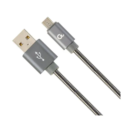 Cablu Cablexpert USB 2.0/micro-USB, Metallic grey (CC-USB2S-AMmBM-1M-BG)