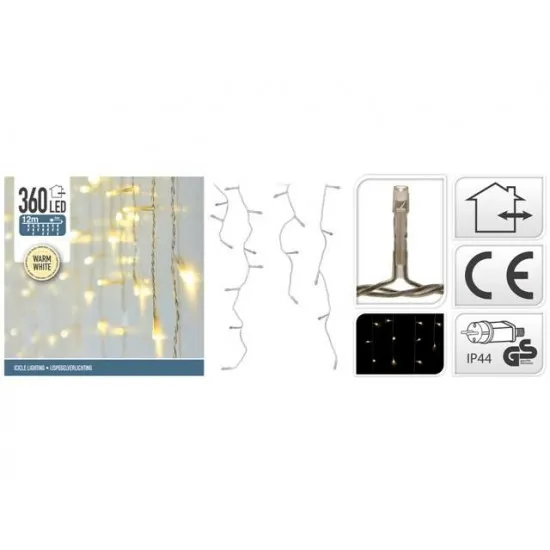 Luminite de Craciun Сосульки 11052, 360LED, alb-cald, 12x0,5 m