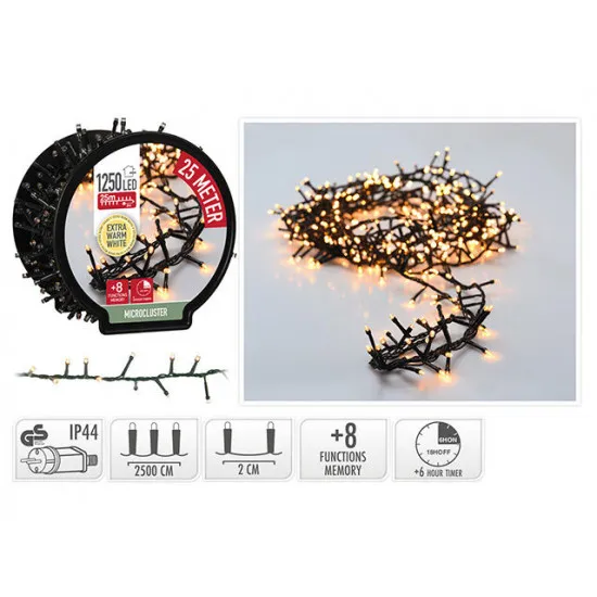 Огни новогодние "Змейка" на катушке 1250LED, э/бел, 25m, 8ре