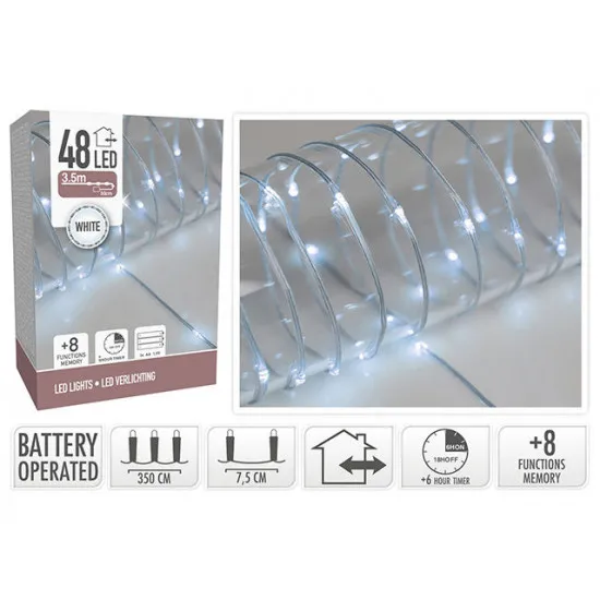 Luminite de Craciun Fir tubular 49273, 48LED alb, 3.5 m