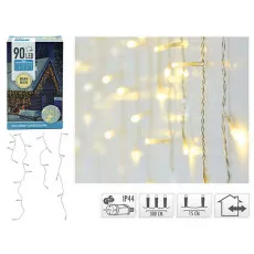 Огни новогодние "Сосульки" 90LED тепл-бел, 3X0.5m, прозр каб