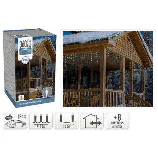Luminite de Craciun Țurțuri 49302, 360LED alb, 7.1X0.52 m