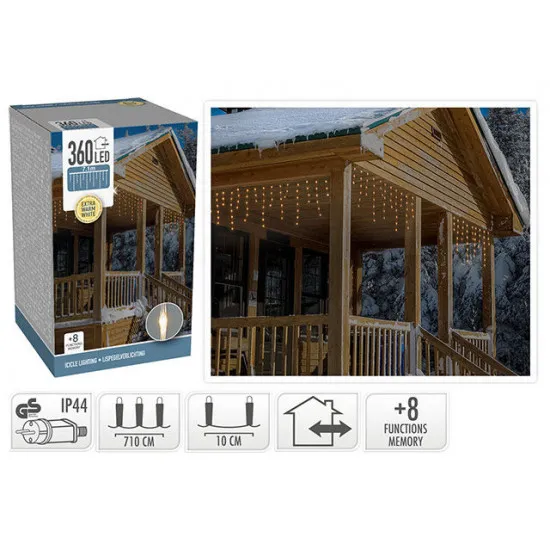 Luminite de Craciun Țurțuri 49312, 360LED extra alb-cald, 7.1X0.52 m