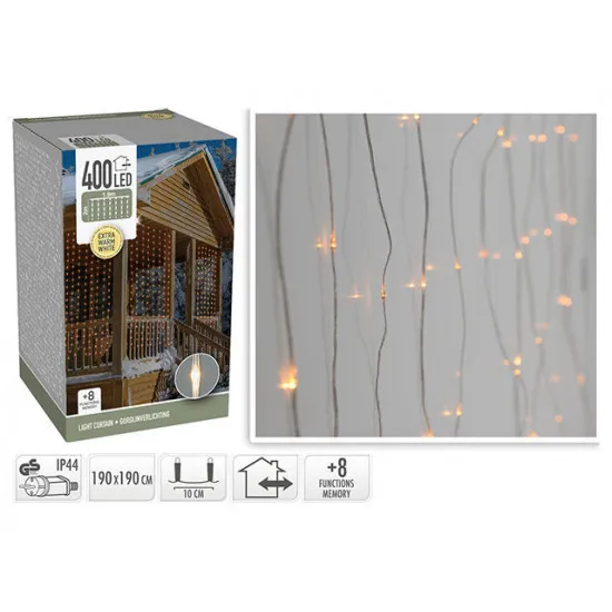 Огни новогодние "Водопад" 400LED э.т-бел, 20струй, 1.9X1.9m