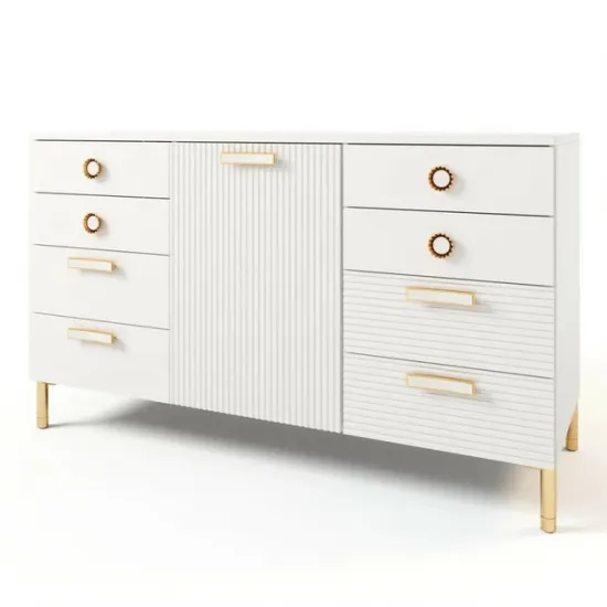 Comodă ML-Mobila Velvet №12 (150 cm), Alb/Auriu