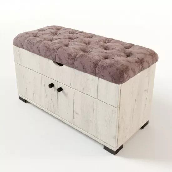 Tumbă pantofi ML-Mobila ML-10 (80 cm), Stejar craft alb/Sur 53