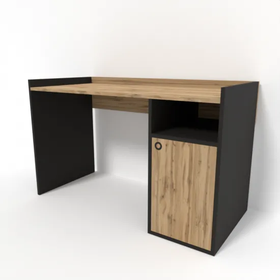 Masa de birou Smartex Tab Classic, 110x60 cm, Negru/Stejar Închis